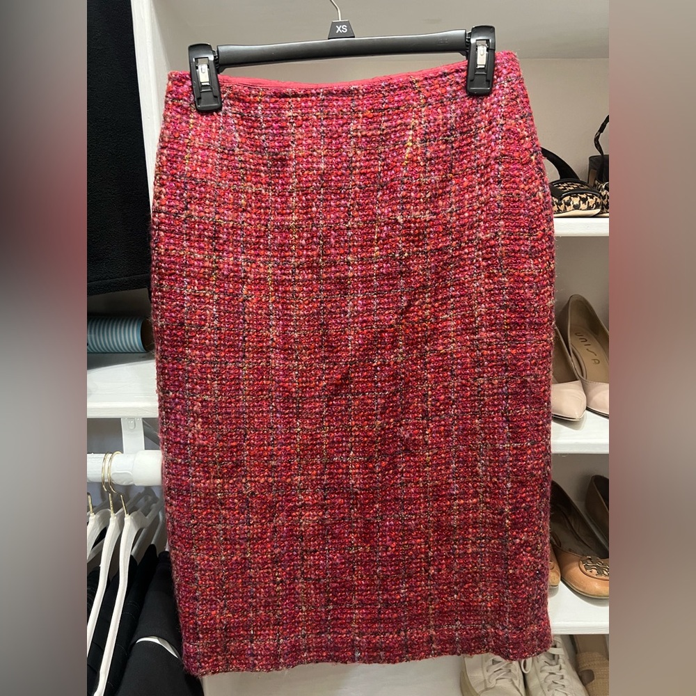 Talbots Red Tweed Pencil Skirt